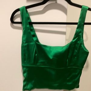 Aritzia satin bustier top gloss green new w tags S